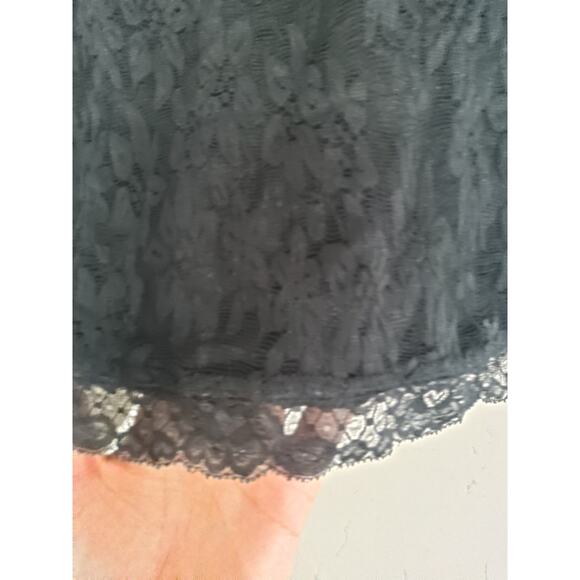 $ Goth Glam Black lace Whimsigoth sheer crop top lined tank Dark Fairy Sz L - Picture 5 of 6